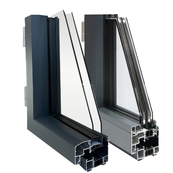 coupe de fenêtre aluminium F78 Elegance en ouvrant semi visible et ouvrant caché