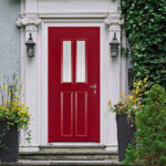 Porte d'entrée aluminium Gabrielle style tradition, rouge.