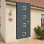 Porte d'entrée Elea ligne élégance grise, en aluminum